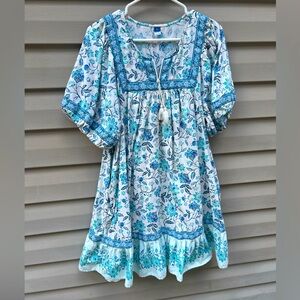 Old Navy XL puff sleeve floral feminine peasant style dress Cottagecore romantic